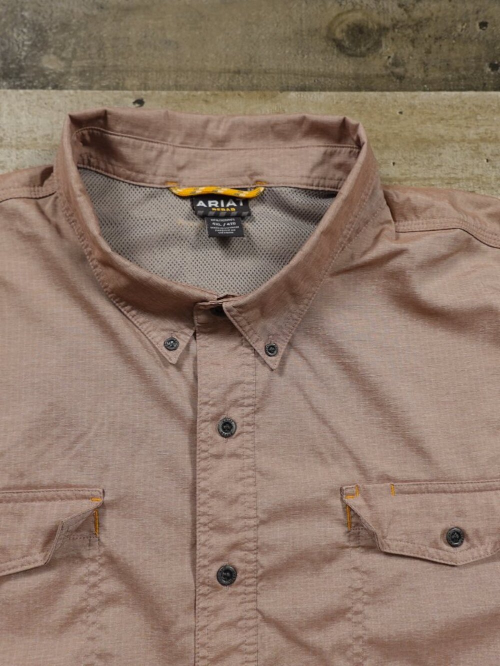 Ariat Rebar VentTEK Work Shirt Men’s 4XL Dusty Mauve Short Sleeve Durastretch - Picture 3 of 12